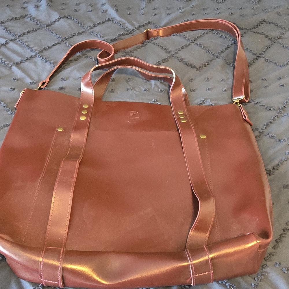 Elegant Wine Leather Tote Bag